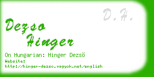dezso hinger business card