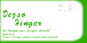 dezso hinger business card
